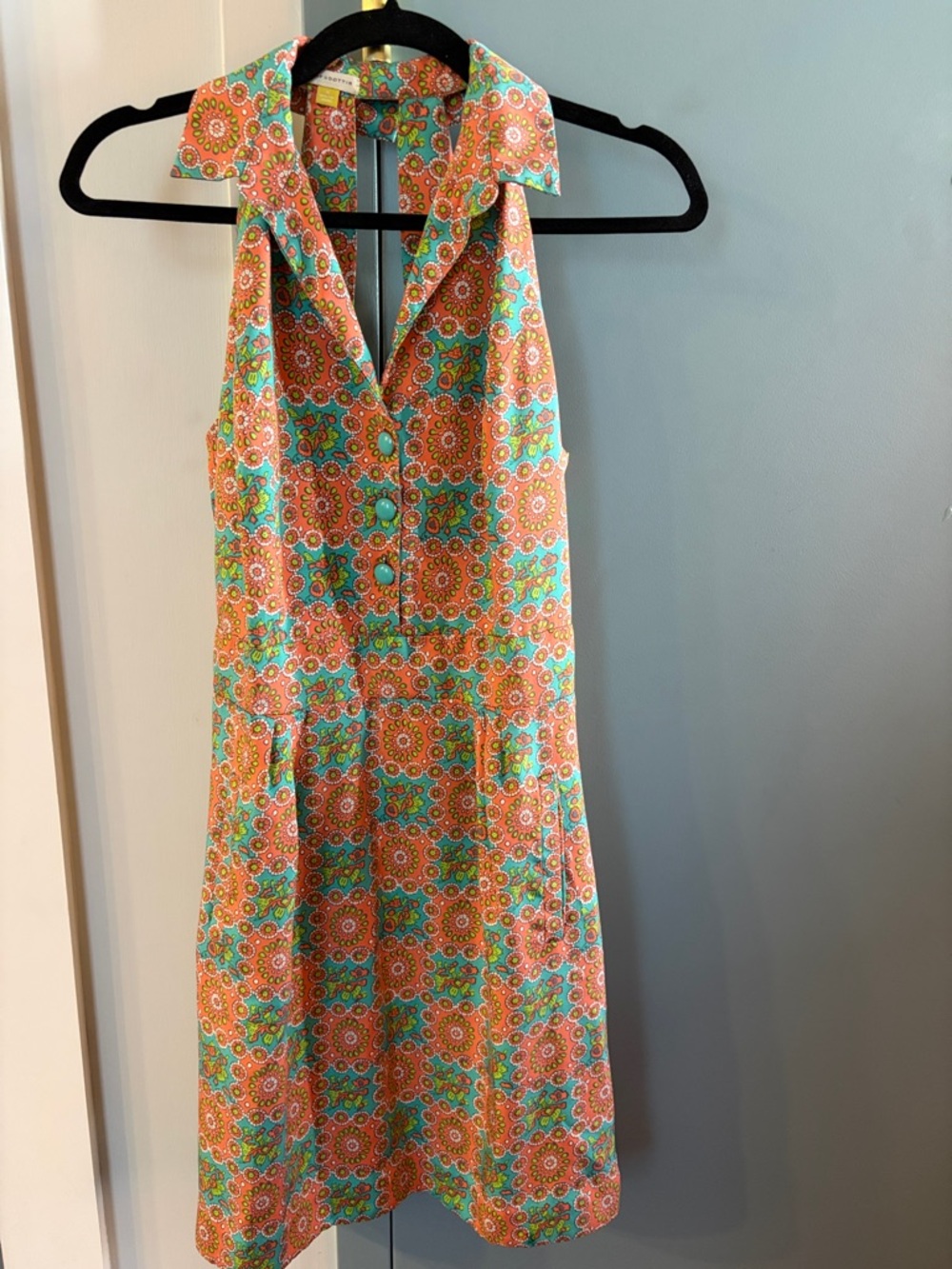 leifsdottir Coral & Teal Paisley Sleeveless Dress